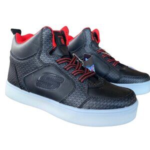 NWOB Skechers Energy Lights Youth Shoes Black & Red 3.5